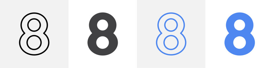 number 8 icon vector set use for web ui or app