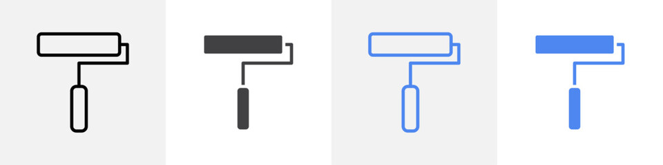 paint roller icon vector set use for web ui or app