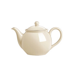 Elegant cream-colored teapot perfect for serving tea with style. Ideal for kitchen decor or tea party settings. transparent background
