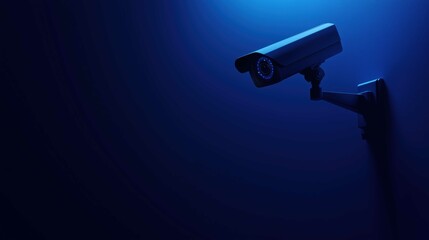 Surveillance camera with high technology, dark navy background