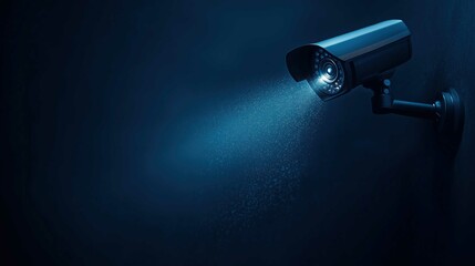 Surveillance camera with high technology, dark navy background