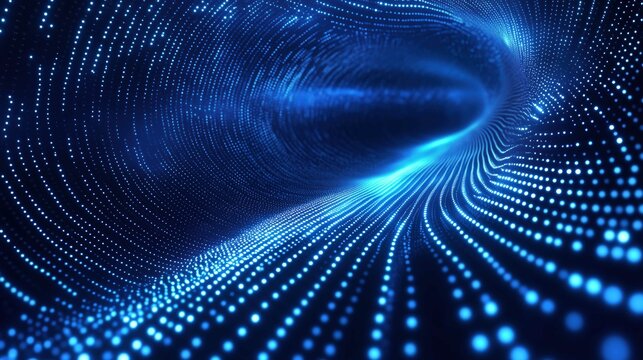 Deep futuristic background, abstract light tunnel, blue