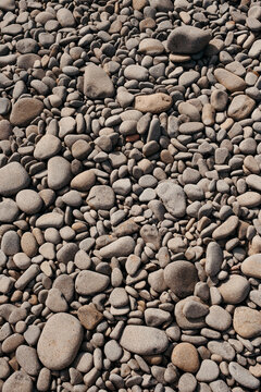 Close-up view of pebble stones texture in Las Negras, Spain
