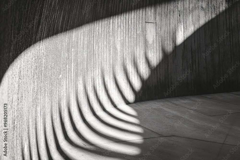 Aufkleber dramatic, curved shadows are cast on a textured concrete wall, creating an intriguing interplay of l