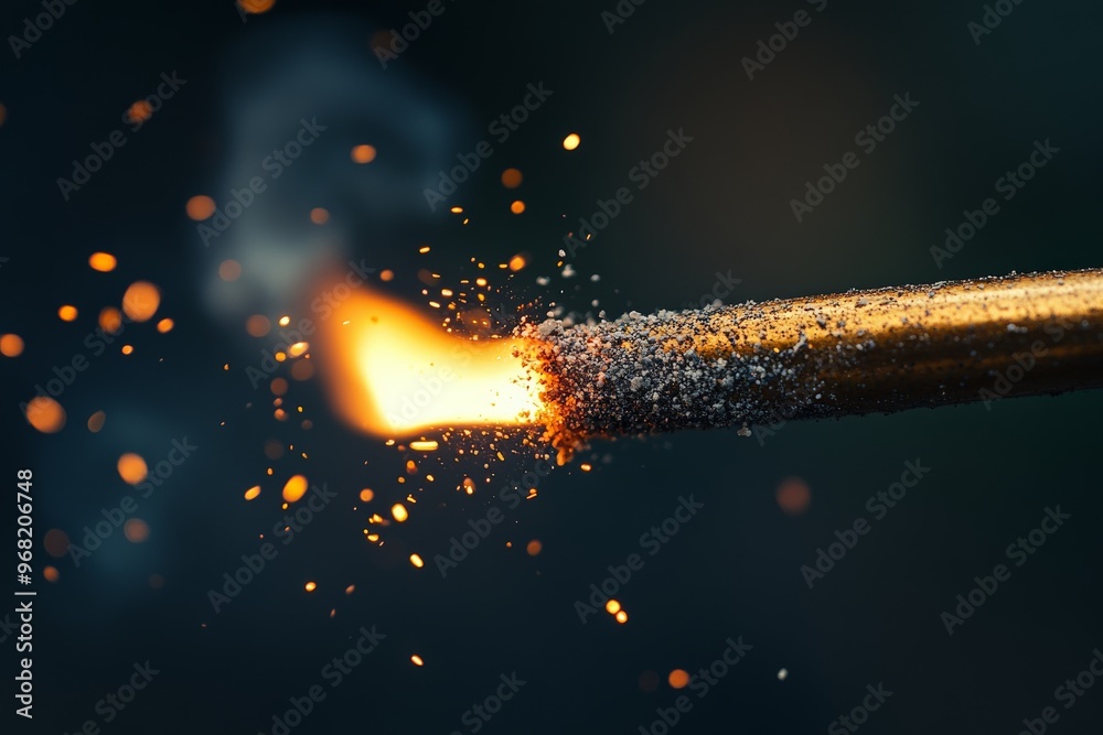 Aufkleber an image showcasing the ignition of a small flame where sparks are visibly flying outward, highlight