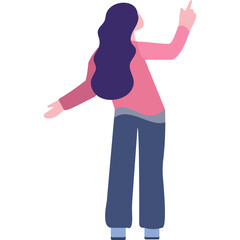 Woman pointing vector female gesture icon on white