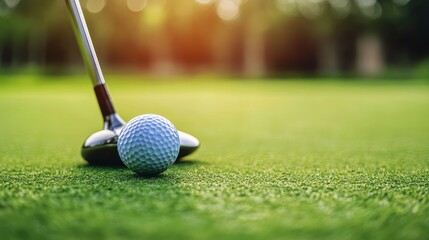 Fototapeta premium Golf Ball and Club Ready for a Swing