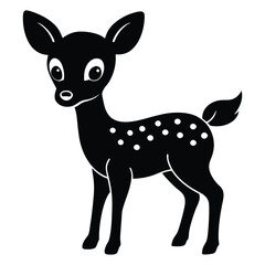 Illustration of young deer, Baby deer icon Black and white