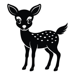 Illustration of young deer, Baby deer icon Black and white