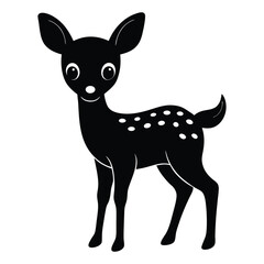 Illustration of young deer, Baby deer icon Black and white