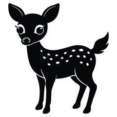Illustration of young deer, Baby deer icon Black and white