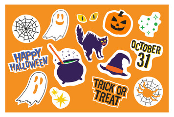 Halloween vector stickers perfect for print or digital. Cards, banners, web and social media posts.