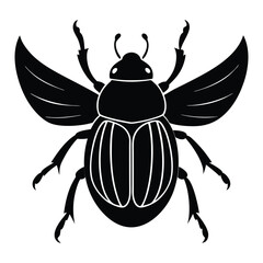 A black and white beetle illustration, Beetle icon Silhouette