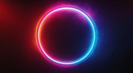 Fototapeta premium A vibrant neon-lit tunnel with bright colors and reflections creating a futuristic atmosphere