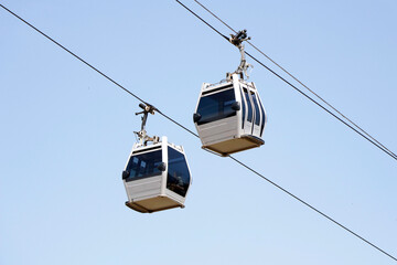 cable car transportation through sky on top of tbilisi city georgia