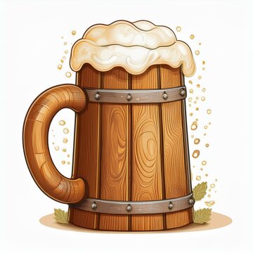 recommend clip art: Set of beer mugs. Octoberfest stein. Old wooden mug. Traditional German stein. Dimpled beer pint. Glass mug with foam. Vector illustration isolated on white background.