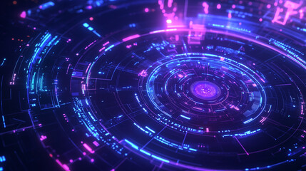 Obraz premium Futuristic Digital Data Flow with Glowing Circuits and Neon Lights