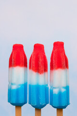 trio of red, white and blue popsicles