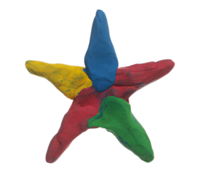 Colorful plasticine in shape star, modeling clay isolated on white, clipping