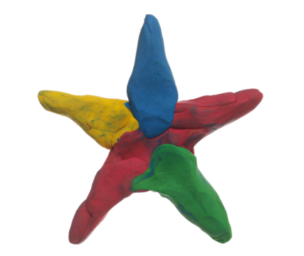 Colorful plasticine in shape star, modeling clay isolated on white, clipping