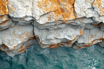 Erosion marks on a cliffside from natural forces over time, demonstrating geological processes. Concept of natural erosion and earth sciences.