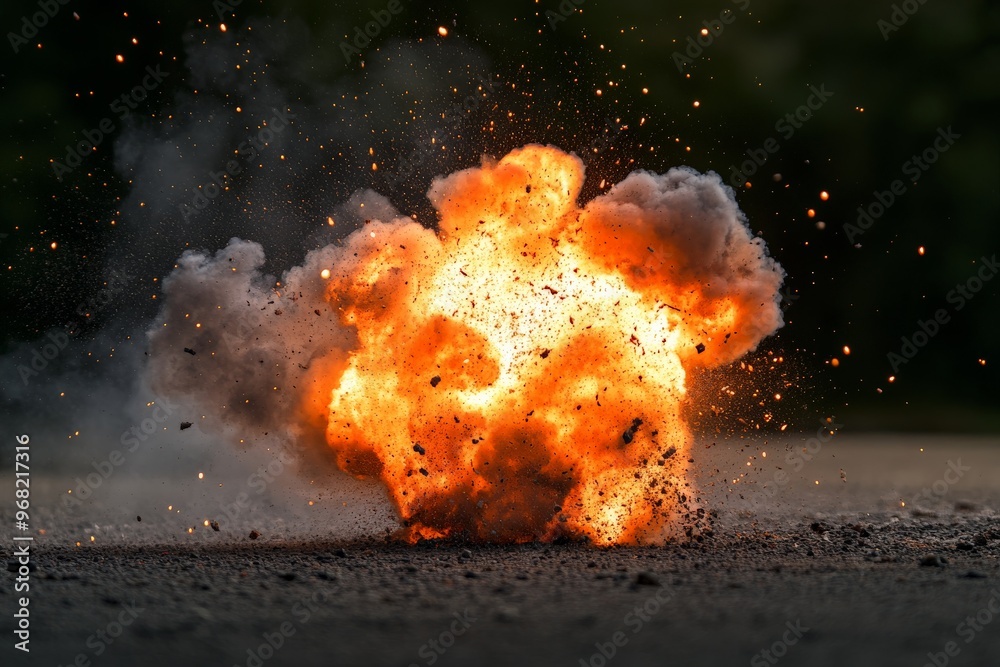Poster A scene of rapid combustion where dense smoke and bright flames dominate the image, symbolizing the immense power and peril associated with such an event.
