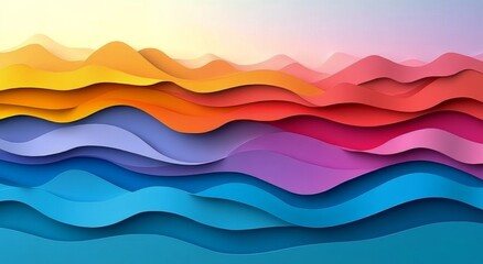 Colorful layered waves in vibrant hues creating a striking abstract design for digital art