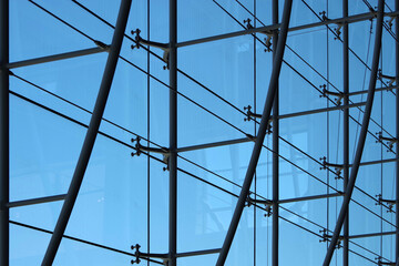 Detail of a huge glass wall structure