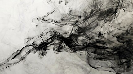 Abstract black and gray ink swirls create a dynamic composition against a light background in an artistic exploration of texture and form