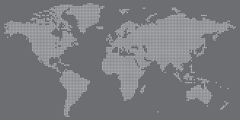 White on gray dotted world map vector © vectorus
