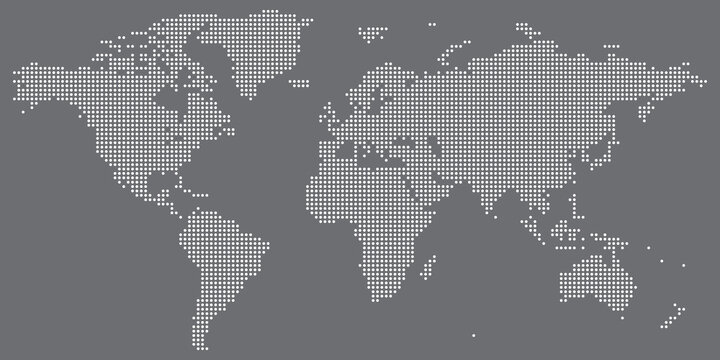 White on gray dotted world map vector