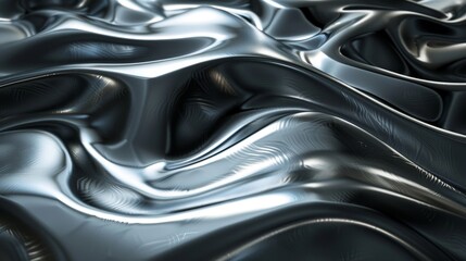 Obraz premium Shiny black fabric flowing gracefully under soft lighting in an artistic composition showcasing texture and curves