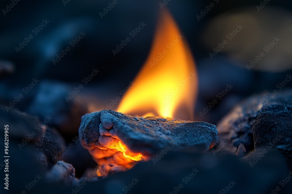 Aufkleber this image features a blazing flame on a textured surface, emitting a soft, warm glow, and capturing