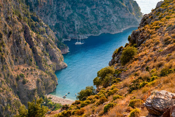 Aerial view of the Butterfly Valley Fethiye, Mugla, Turkey
