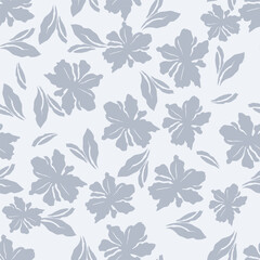 Flowers seamless pattern. vector illustration. Abstract flowers, floral vector with leaves