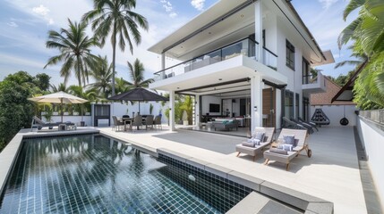 Fototapeta premium Luxury Villa with Swimming Pool in Tropical Paradise