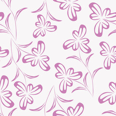 Colorful flowers and branchs whit shadow on a white backgeound.