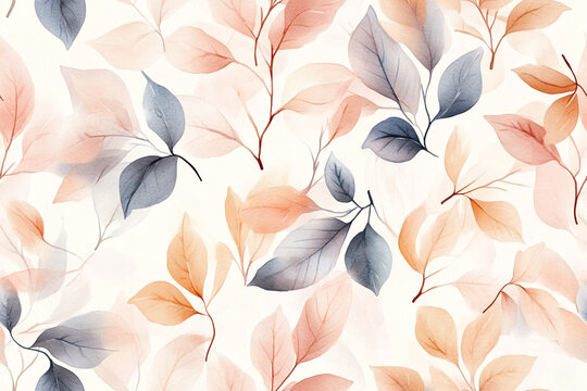 Stylish Autumn pattern. Watercolor floral seamless pattern for textiles, backgrounds, web design, crafts paper, and more