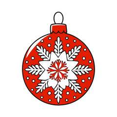 Christmas ornament with snowflake design, festive mood, isolated on white background, copy space
