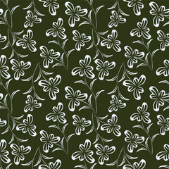 Flowers seamless pattern. vector illustration. Abstract flowers, floral vector with leaves