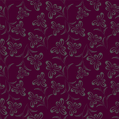 Small colorful flowers and brown flowers, hand drawn. Seamless on a light yellow background. Designed for fabric, fashion, textiles, wallpaper,