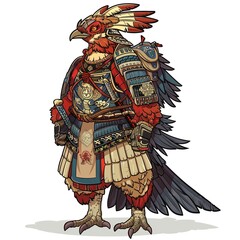Grouse samurai fantasy animal cartoon isolated whitebackground