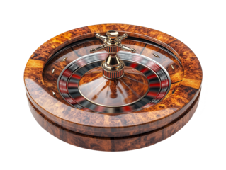 The roulette wheel spins gracefully, revealing its vibrant colors and classic design, inviting players to experience the thrill of chance in an upscale gaming environment
