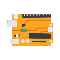 computer microcontroller cartoon. semiconductor processor, microchip arduino, abstract pcb computer microcontroller sign. isolated symbol vector illustration
