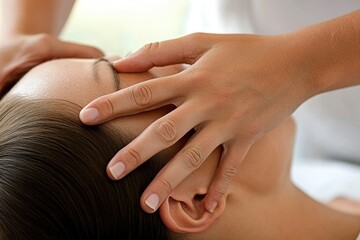 Fototapeta premium Close-up of a Woman Receiving a Facial Massage