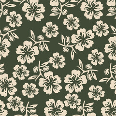 Flowers seamless pattern. vector illustration. Abstract flowers, floral vector with leaves