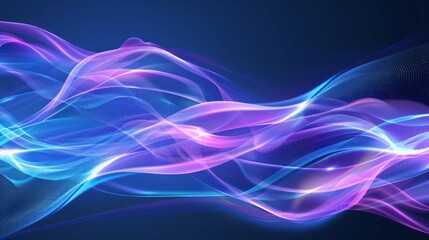 Abstract Blue and Pink Glowing Waves