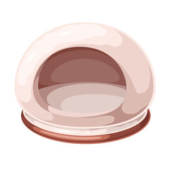 Cat house, cartoon toy bed of pet. Funny burrow with hole and soft cushion at bottom, cartoon cozy home livingroom interior decoration and cute place for sleep and playing of cat vector illustration