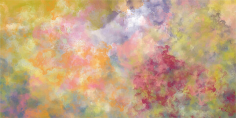 Abstract Colorful Smokey Cloud Shades Aquarelle Background. Hand Painted Watercolor splashes on Parchment Paper Background for Website, Wallpaper, Fabric Printing, Brochures & Luxury/Premium Packaging