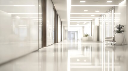 Blurry modern lobby view showcasing sleek design and glass.